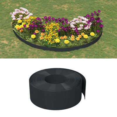 vidaXL Bordures de jardin 4 pcs noir 10 m 20 cm polyéthylène