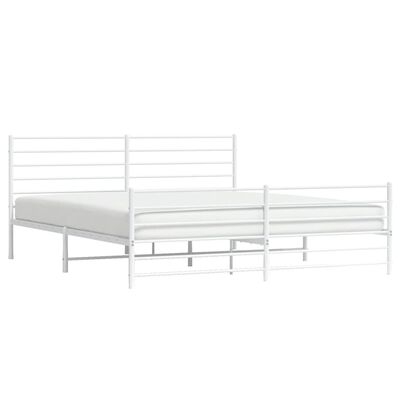 vidaXL Cadre de lit métal sans matelas et pied de lit blanc 193x203 cm