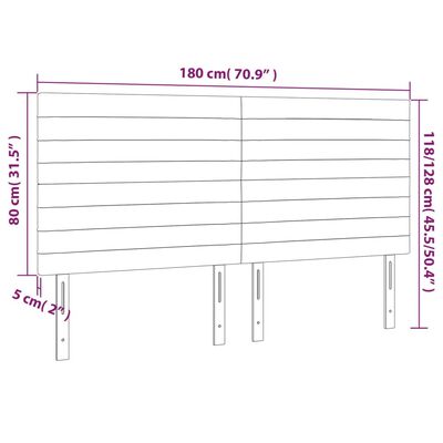 vidaXL Tête de lit à LED Bleu foncé 180x5x118/128 cm Velours