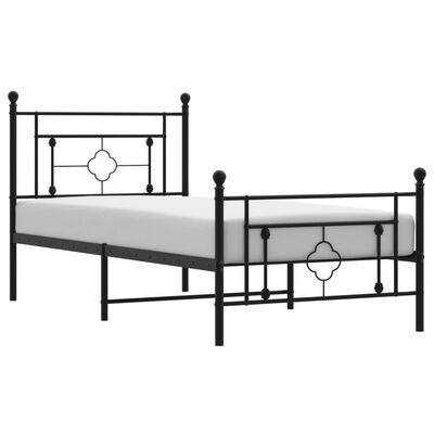 vidaXL Cadre de lit métal sans matelas avec pied de lit noir 90x200 cm