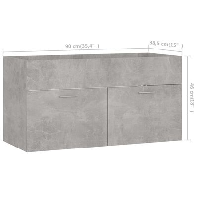 vidaXL Ensemble de meubles de salle de bain 2 pcs Gris béton Aggloméré