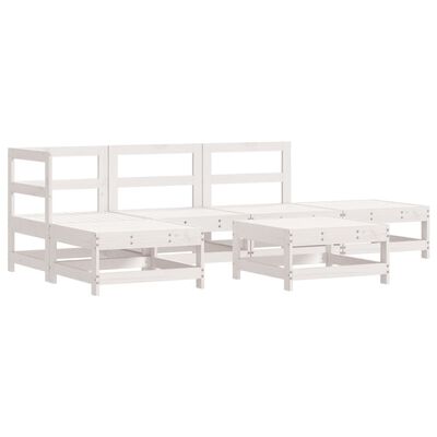 vidaXL Salon de jardin 6 pcs avec coussins blanc bois massif