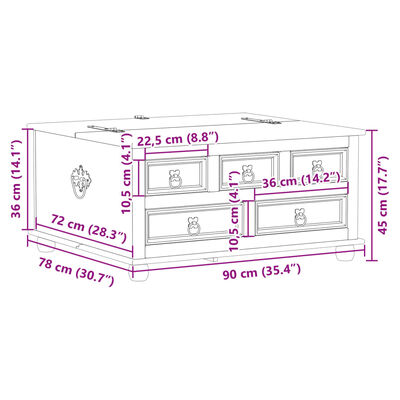 vidaXL Boîte de rangement Corona 90x78x45 cm bois de pin massif