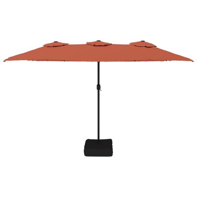 vidaXL Parasol de jardin à double tête avec LED terre cuite 449x245 cm