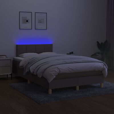 vidaXL Sommier à lattes de lit matelas et LED taupe 120x190 cm tissu