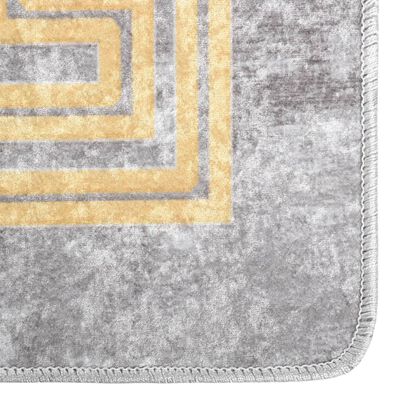 vidaXL Tapis lavable gris et doré 150x230 cm antidérapant