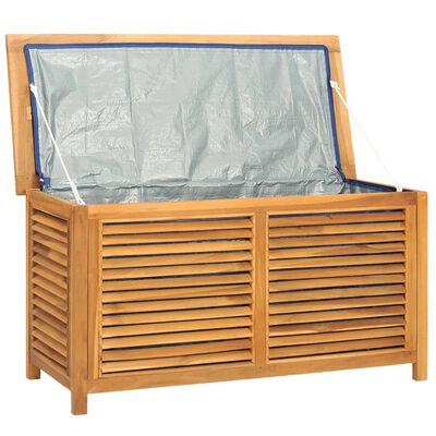 vidaXL Boîte de rangement jardin et sac 114x50x58 cm bois massif teck