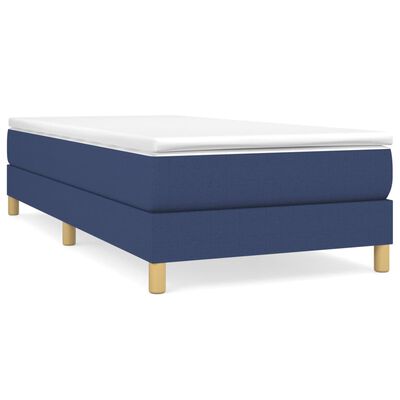 vidaXL Sommier à lattes de lit avec matelas Bleu 90x200 cm Tissu