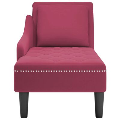 vidaXL Fauteuil long avec coussin et accoudoir droit rouge bordeaux