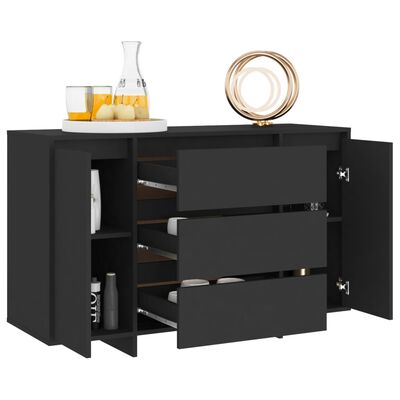 vidaXL Buffet avec 3 tiroirs Noir 120x41x75 cm Bois d'ingénierie