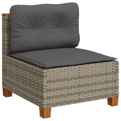 vidaXL Salon de jardin 8 pcs avec coussins gris résine tressée