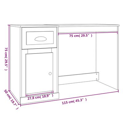 vidaXL Bureau avec tiroir chêne sonoma 115x50x75 cm bois d'ingénierie