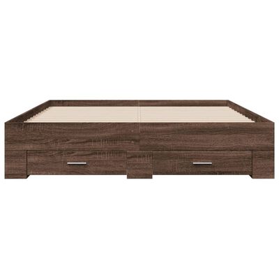 vidaXL Cadre de lit et tiroirs chêne marron 160x200 cm bois ingénierie