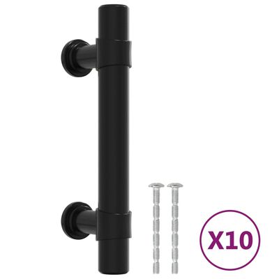 vidaXL Poignées d'armoire 10 pcs noir 64 mm acier inoxydable