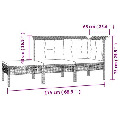 vidaXL Salon de jardin 7 pcs avec coussins Gris Résine tressée