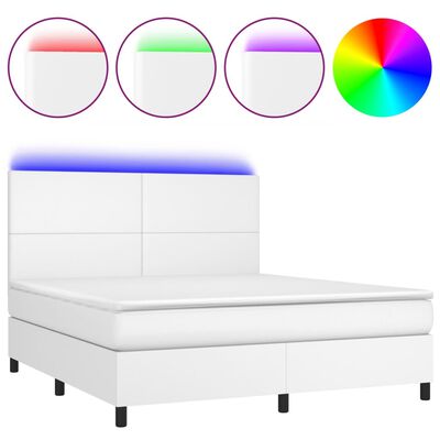 vidaXL Sommier à lattes de lit avec matelas et LED Blanc 180x200 cm
