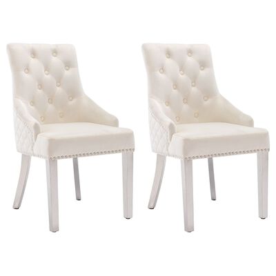 vidaXL Chaises à manger lot de 2 crème velours