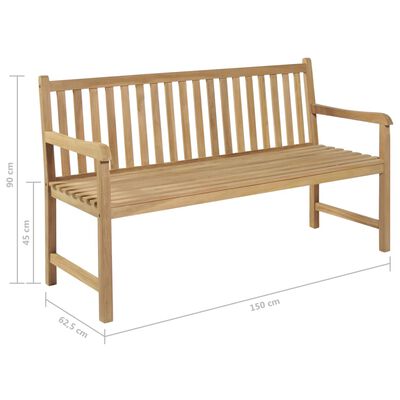 vidaXL Banc de jardin avec coussin bleu 150 cm Bois de teck massif