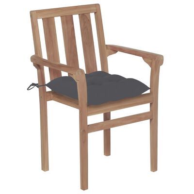 vidaXL Chaises de jardin lot de 2 et coussins anthracite Bois de teck