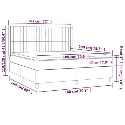 vidaXL Sommier à lattes de lit matelas et LED Marron foncé 180x200cm