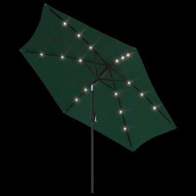 vidaXL Parasol de jardin en porte-à-faux avec LED 3 m vert