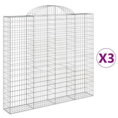 vidaXL Paniers à gabions arqués 3 pcs 200x30x180/200 cm Fer galvanisé