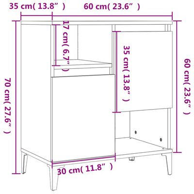 vidaXL Buffet Chêne fumé 60x35x70 cm Bois d'ingénierie