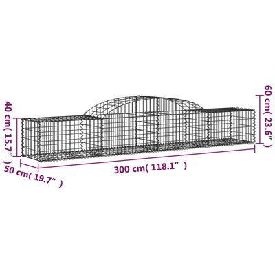 vidaXL Paniers à gabions arqués 17 pcs 300x50x40/60 cm fer galvanisé