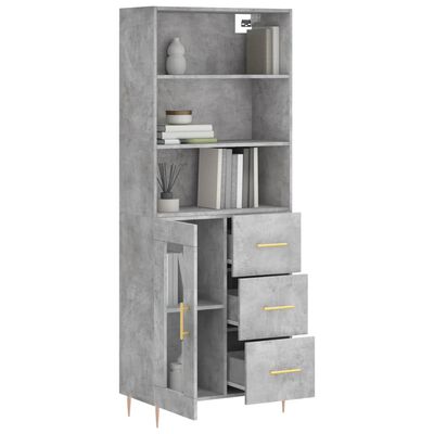 vidaXL Buffet haut Gris béton 69,5x34x180 cm Bois d'ingénierie