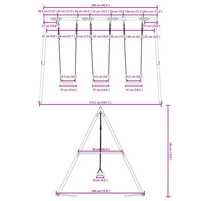 vidaXL Ensemble de balançoire d'extérieur avec 3 balançoires