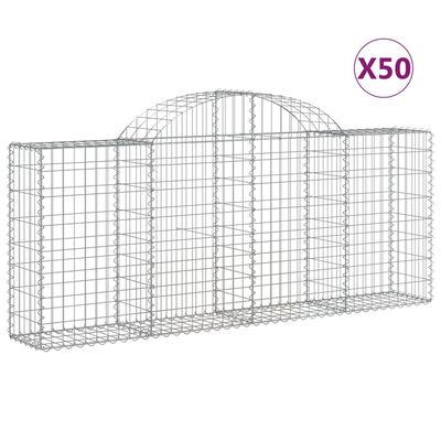 vidaXL Paniers à gabions arqués 50 pcs 200x30x80/100 cm Fer galvanisé