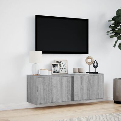 vidaXL Meuble TV mural avec lumières LED sonoma gris 100x31x35 cm