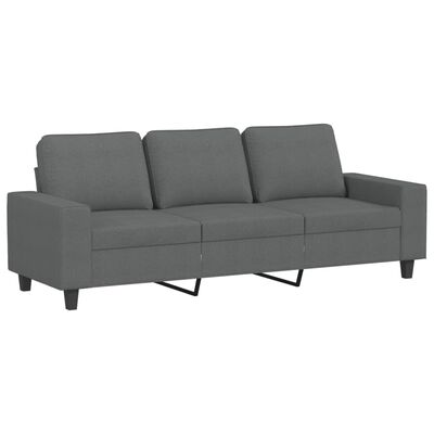 vidaXL Canapé à 3 places avec repose-pieds Gris foncé 180 cm Tissu