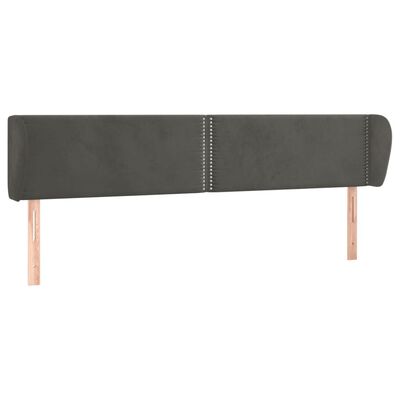 vidaXL Tête de lit avec oreilles Gris foncé 183x23x78/88 cm Velours