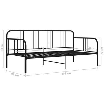 vidaXL Cadre de canapé-lit sans matelas noir métal 90x200 cm