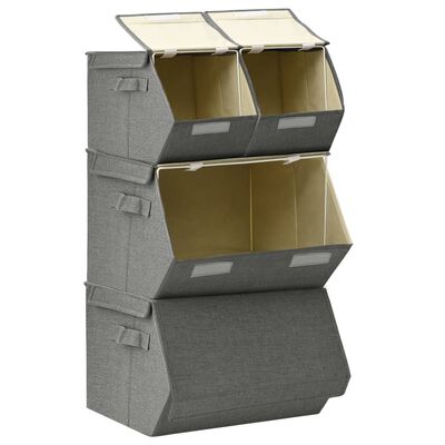 vidaXL Boîtes de rangement empilables 4 pcs Tissu Anthracite