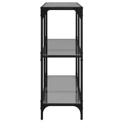 vidaXL Table console avec dessus en verre noir 98x30x81 cm acier