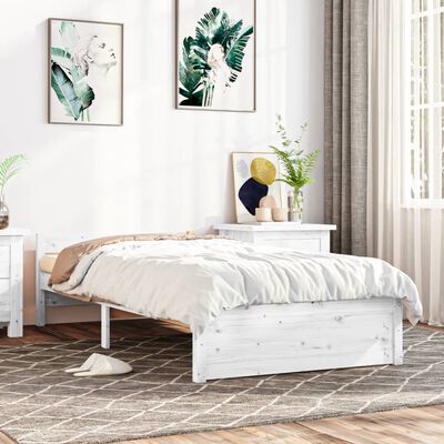 vidaXL Cadre de lit Blanc Bois massif 90x190 cm Simple