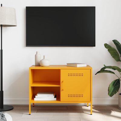 vidaXL Meuble TV jaune moutarde 68x39x50,5 cm acier