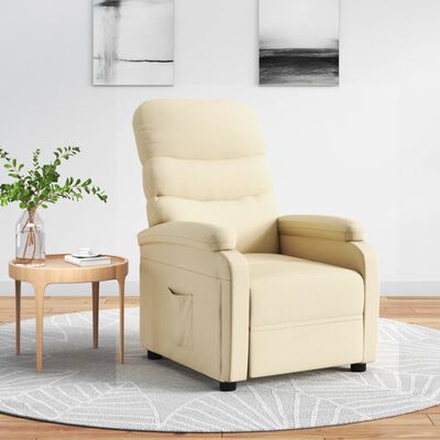 vidaXL Fauteuil inclinable Crème Tissu