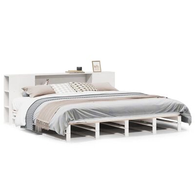 vidaXL Lit bibliothèque sans matelas blanc 180x200 cm bois massif