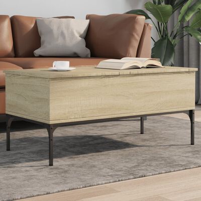 vidaXL Table basse chêne sonoma 100x50x45cm bois d'ingénierie et métal