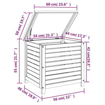 vidaXL Boîte de rangement de jardin 60x50x55 cm bois massif d'acacia