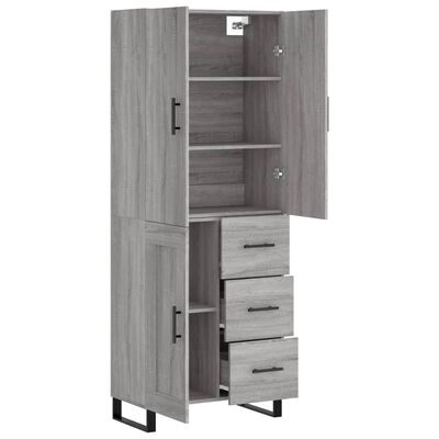 vidaXL Buffet haut Sonoma gris 69,5x34x180 cm Bois d'ingénierie