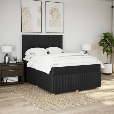 vidaXL Sommier à lattes de lit avec matelas Noir 140x200 cm Tissu