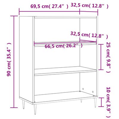 vidaXL Bibliothèque blanc 69,5x32,5x90 cm bois d'ingénierie