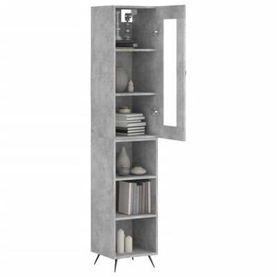 vidaXL Buffet haut Gris béton 34,5x34x180 cm Bois d'ingénierie