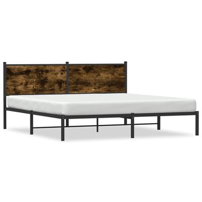 vidaXL Cadre de lit en métal sans matelas chêne fumé 160x200 cm