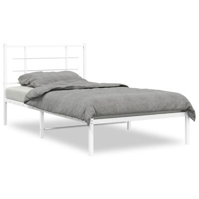 vidaXL Cadre de lit métal sans matelas et tête de lit blanc 100x190 cm