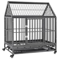 vidaXL Cage pour chien avec roues et toit Acier 92x62x106 cm